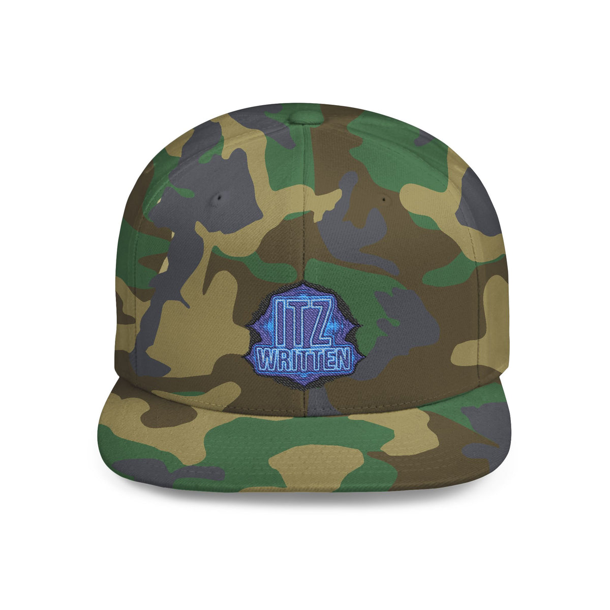 Snapback Hat — Blue Glitter 'DIZ' Patch Flat Bill Cap