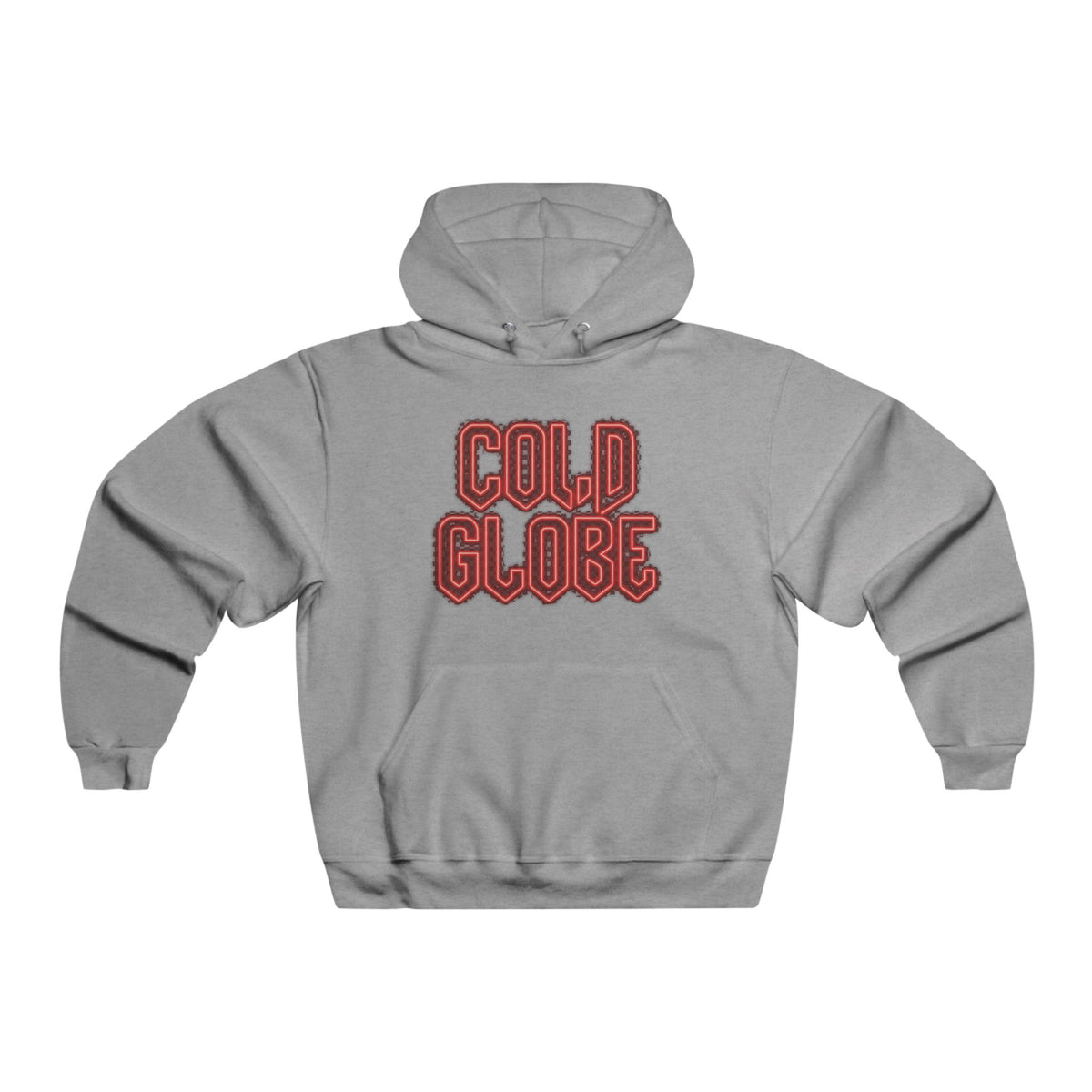Cold Globe Hoodie — Retro Red Graphic Pullover with 'From 1k to Impact' Back Print
