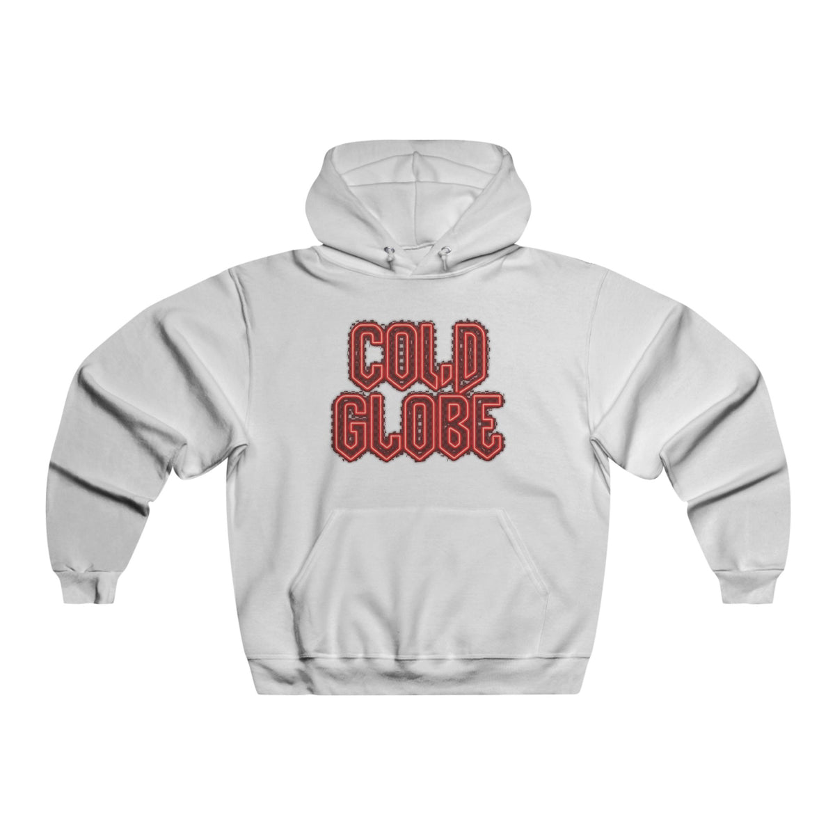 Cold Globe Hoodie — Retro Red Graphic Pullover with 'From 1k to Impact' Back Print