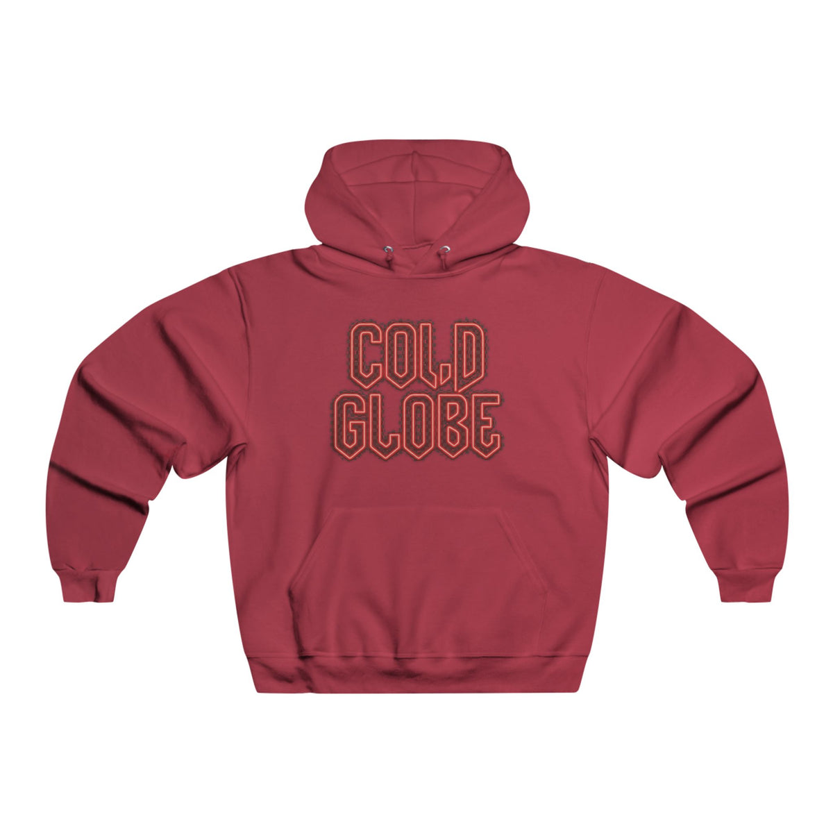 Cold Globe Hoodie — Retro Red Graphic Pullover with 'From 1k to Impact' Back Print