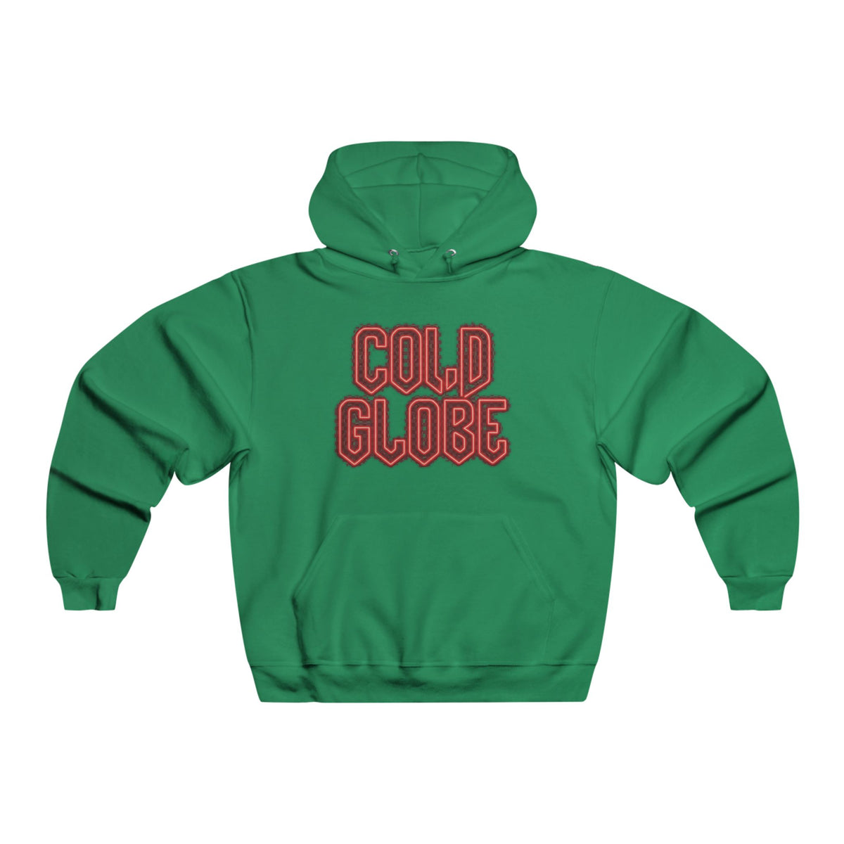 Cold Globe Hoodie — Retro Red Graphic Pullover with 'From 1k to Impact' Back Print