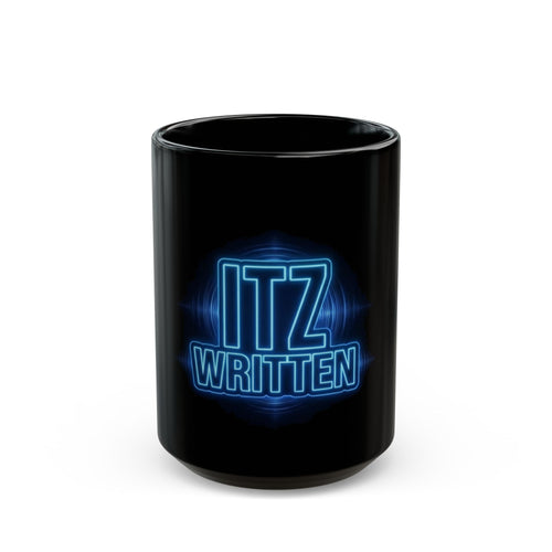 Black Mug — 'ITZ WRITTEN' Neon Logo Coffee Cup